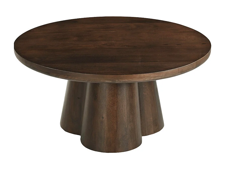 FIGARI-Table basse ronde 80 cm en bois massif teinté brun