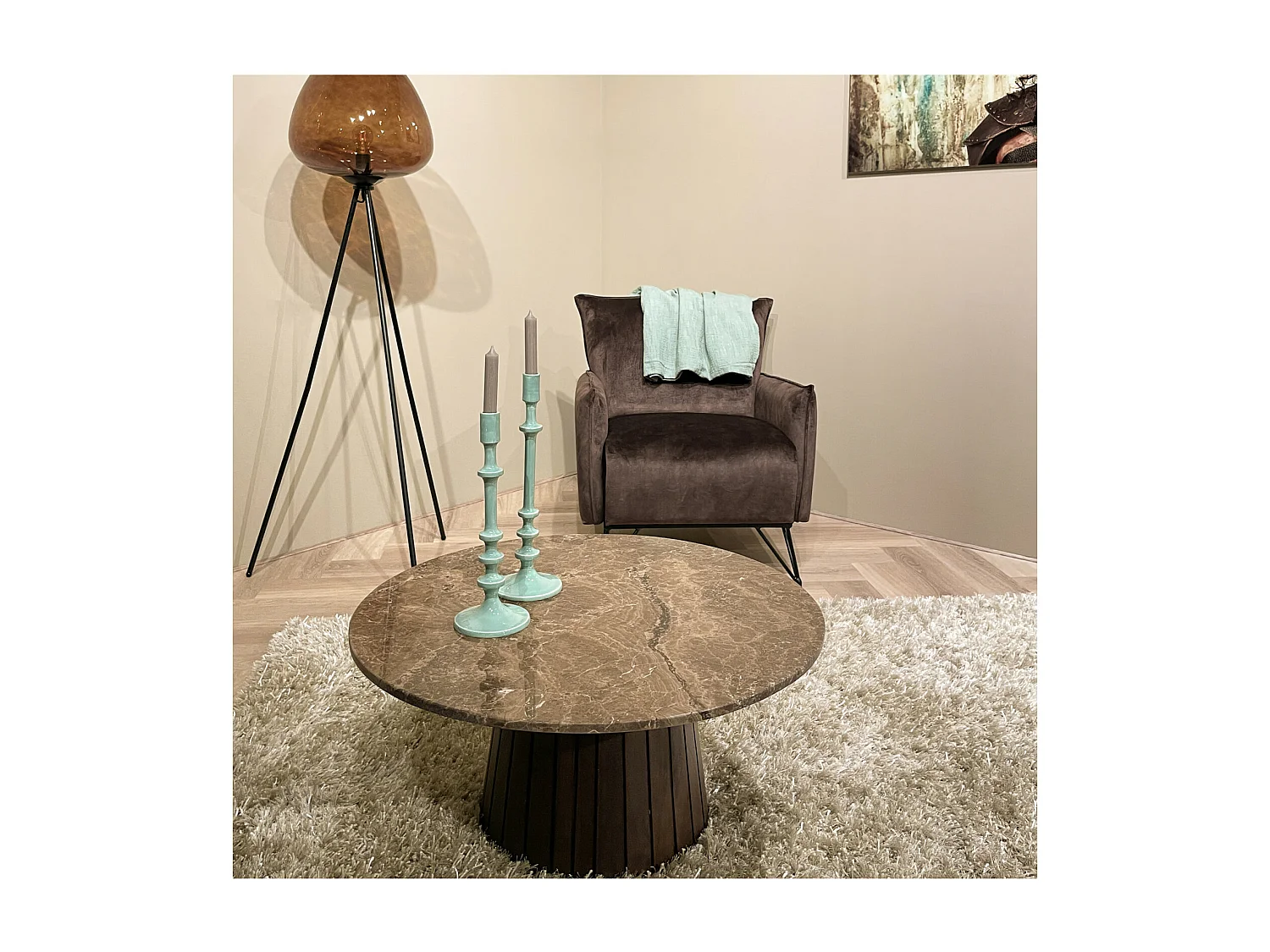 MILANO-Mesa de centro redonda D80 cm en mármol Emperador