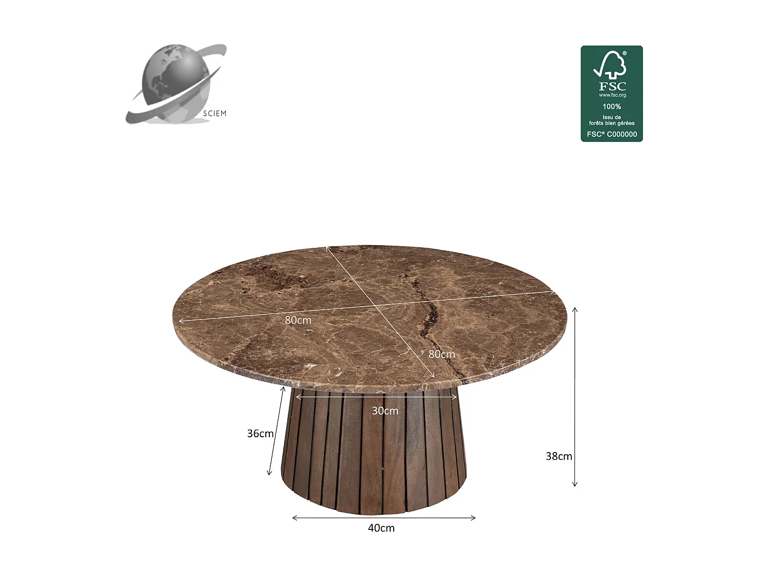 MILANO-Mesa de centro redonda D80 cm en mármol Emperador