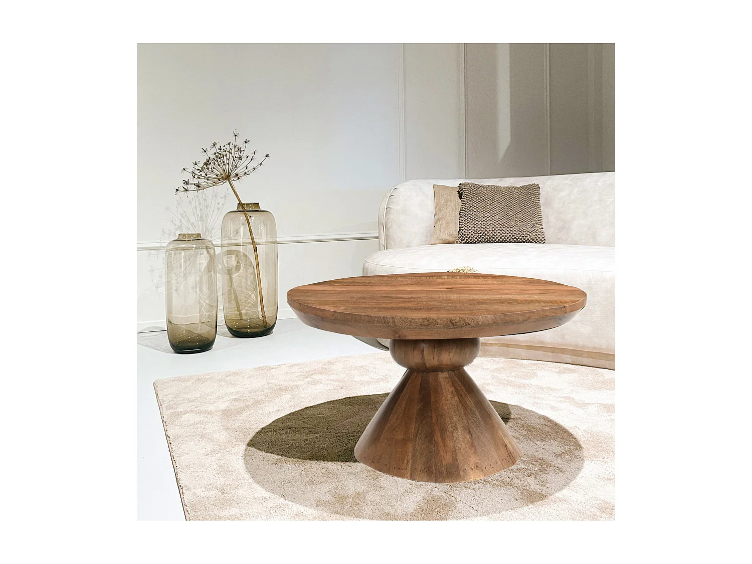 BOMBAY-Mesa de centro D80 cm en madera maciza