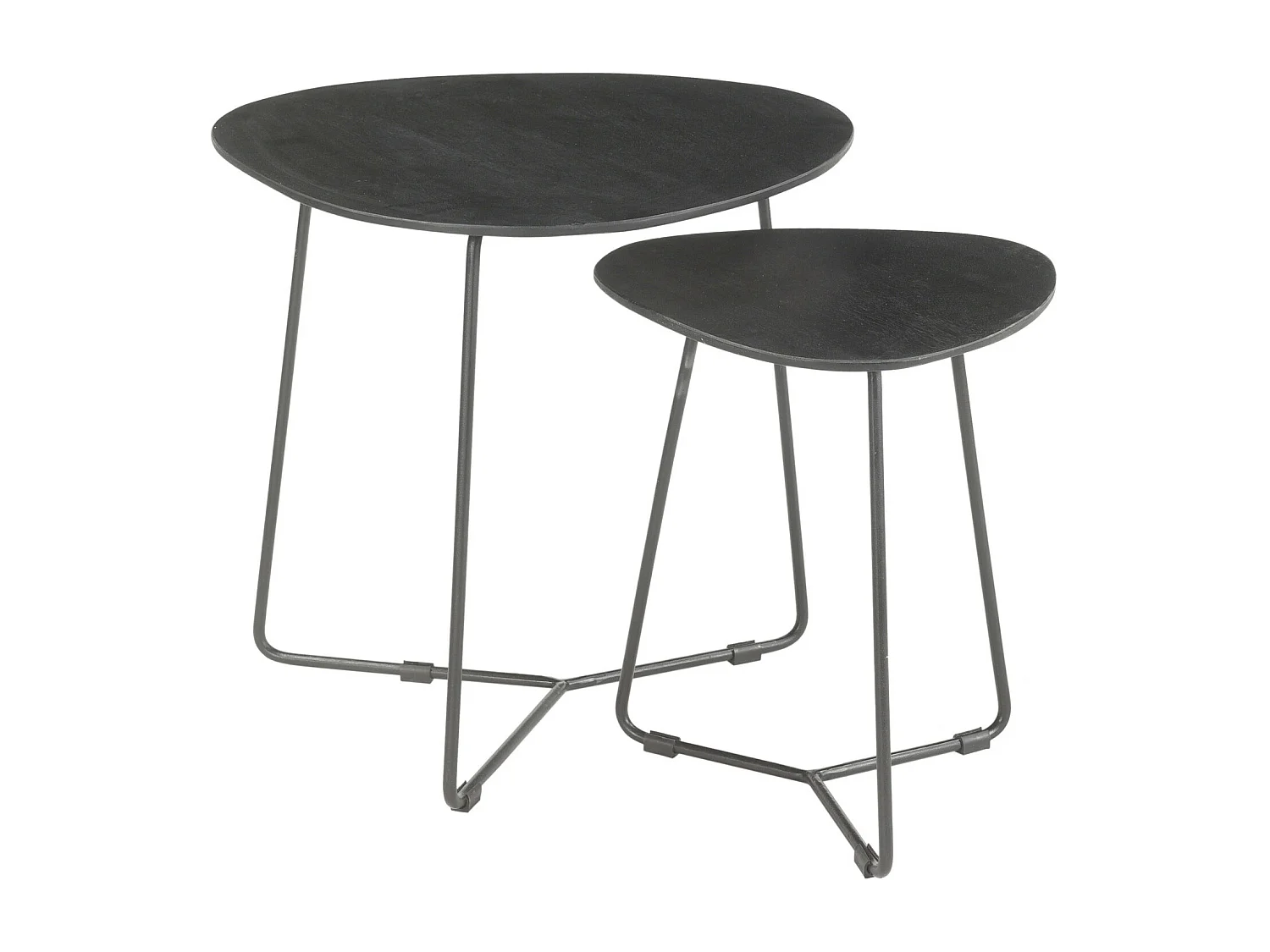 INAYA-Set de 2 Tables basses en bois massif noir