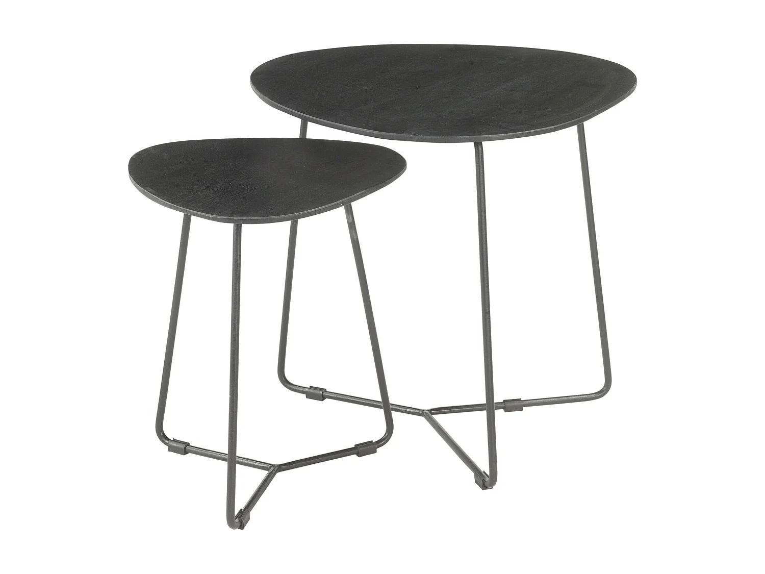INAYA-Set de 2 Tables basses en bois massif noir