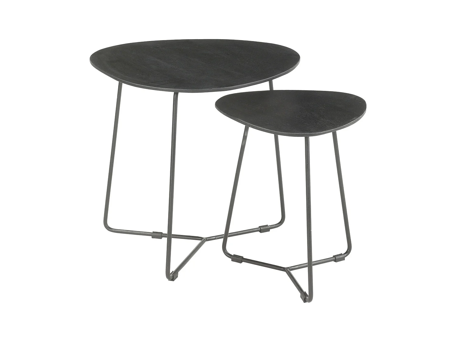 INAYA-Set de 2 Tables basses en bois massif noir