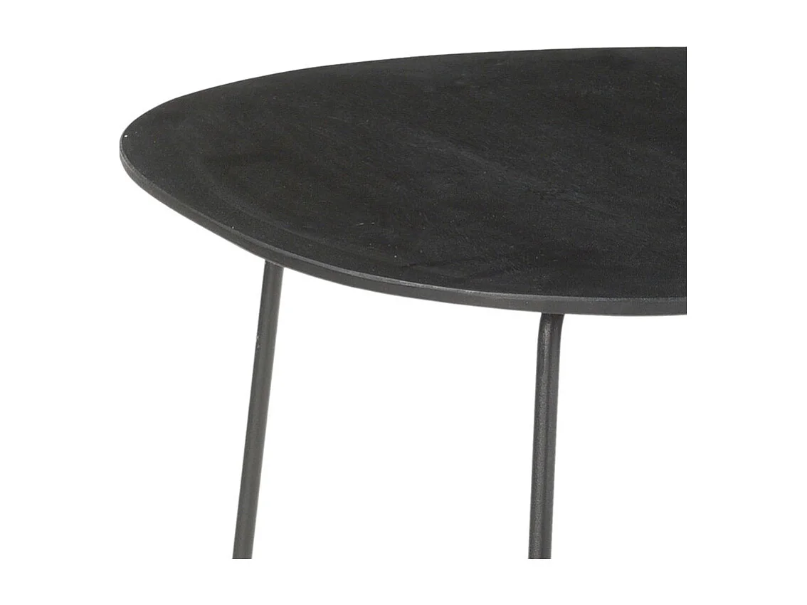 INAYA-Set de 2 Tables basses en bois massif noir