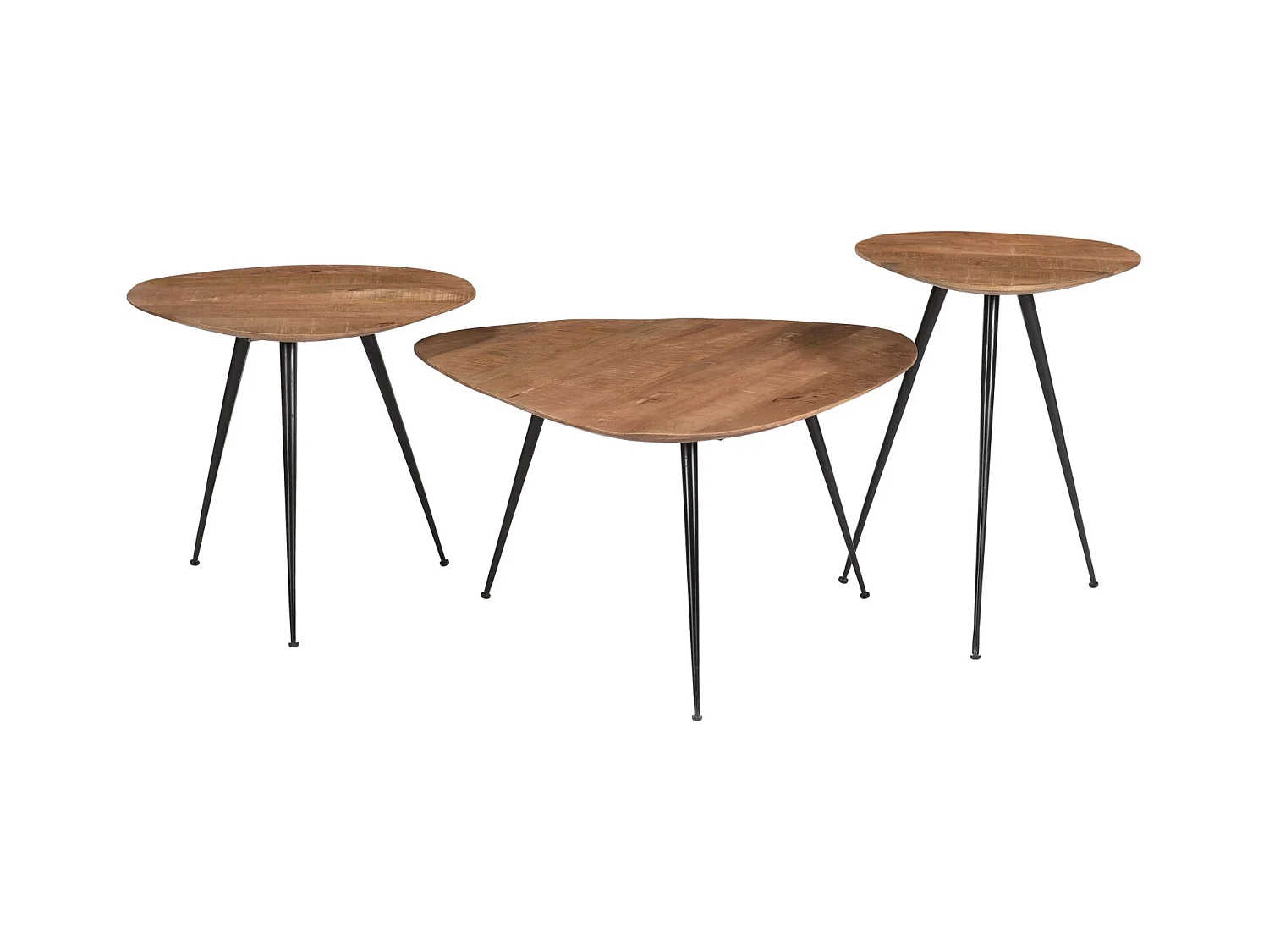 LOUANE-Set de 3 Tables basses en bois massif