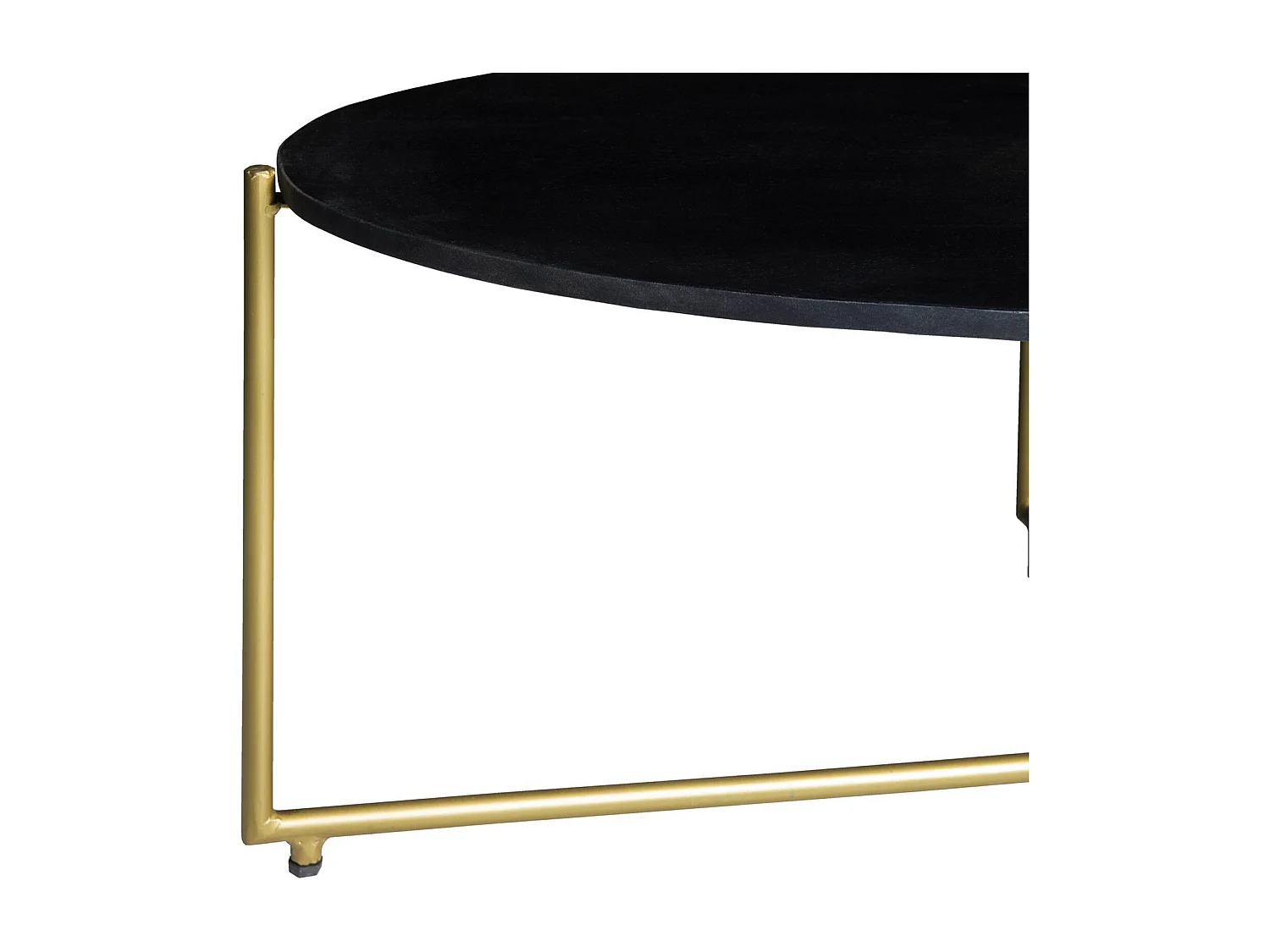 BRASS-Table basse ovale en bois massif noir et laiton