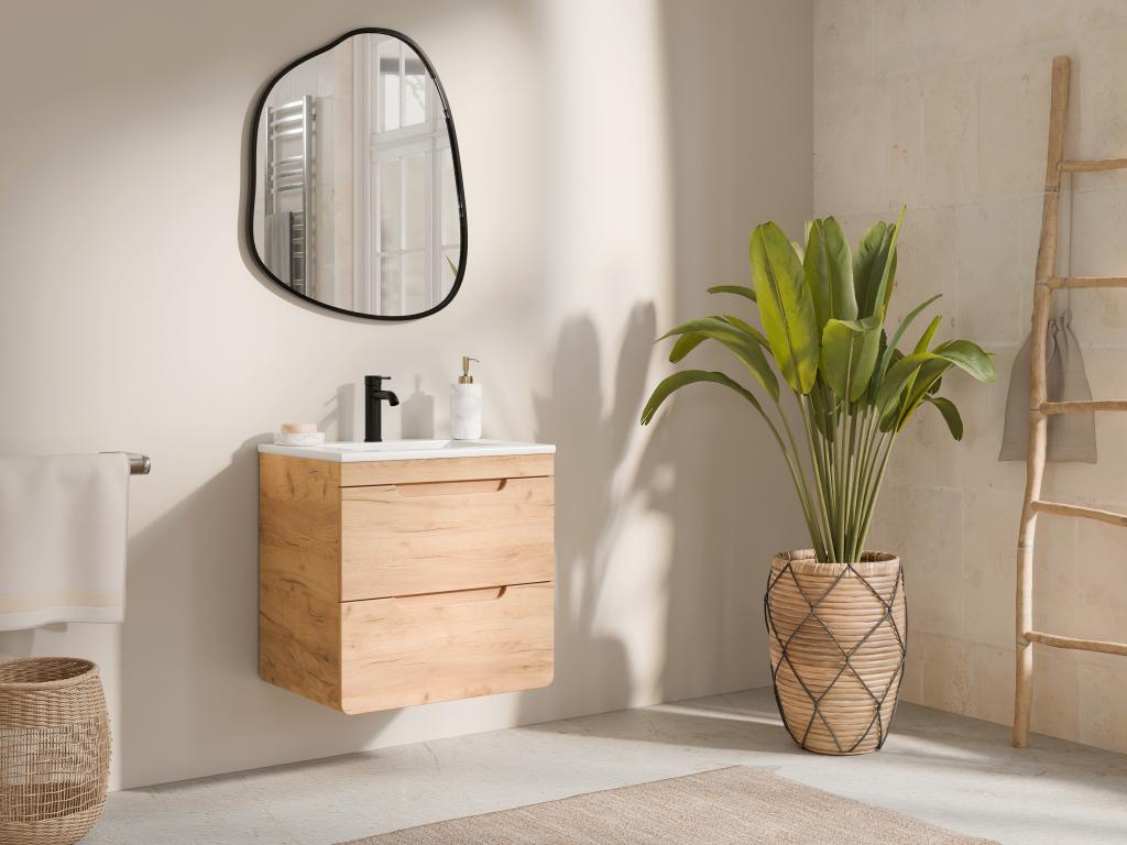 Waschbeckenunterschrank hängend - Holzfarben - 60 cm - ARUBA günstig online kaufen