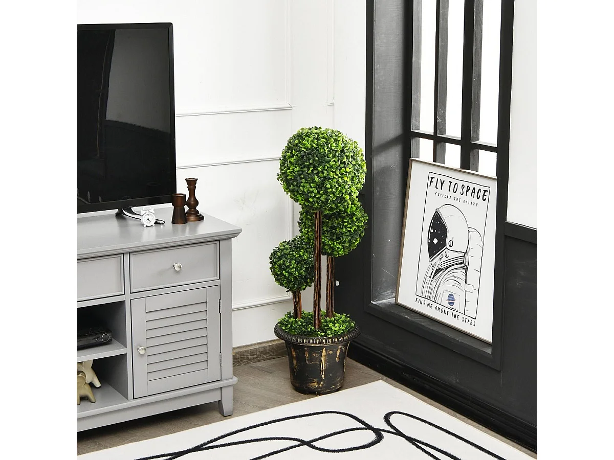 Plante Artificiel Arbuste avec Feuilles à l'aspect Authentique 90 CM Fausse Plante en Pot Plastique Décoration Interieur et Exterieur Arbre Artificiel Salon Balcon Chambre Bureau (Vert)