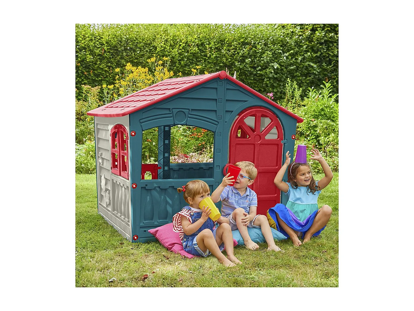 Cabane enfant en plastique  "FUN" - 140 x 111 x 115 cm - Bleu