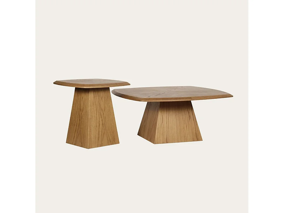 Table basse effet bois chêne marron 50x50