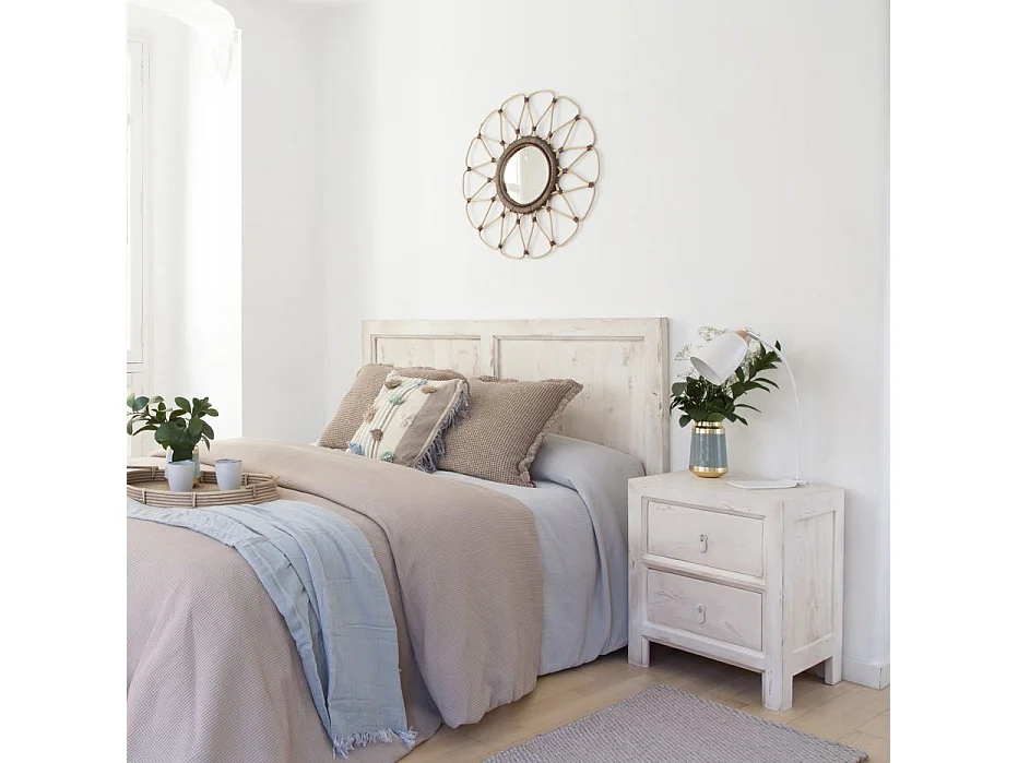 Table de chevet en bois massif blanc 50x61