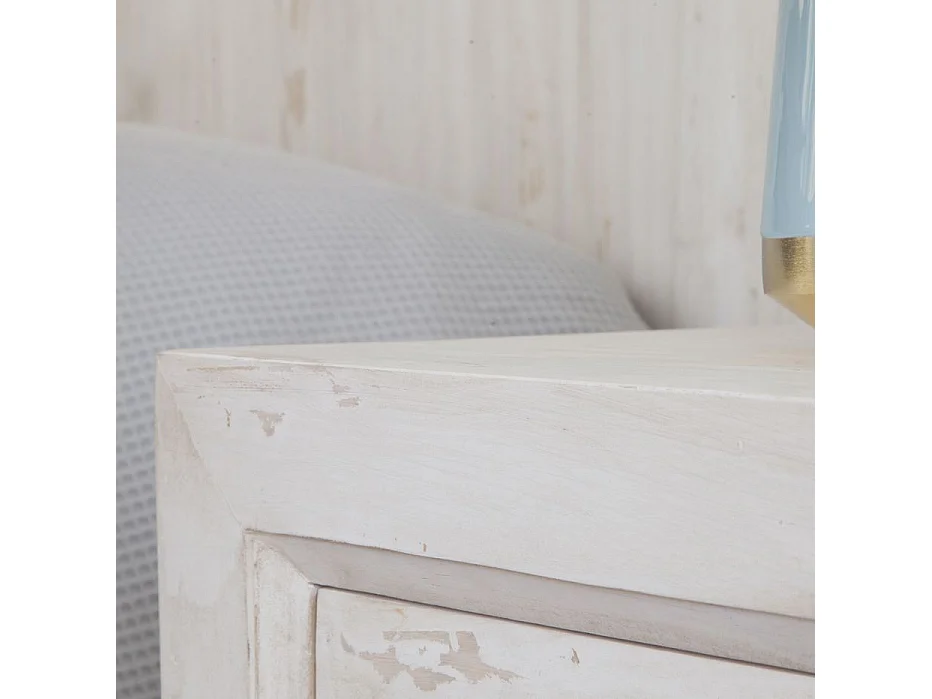 Table de chevet en bois massif blanc 50x61