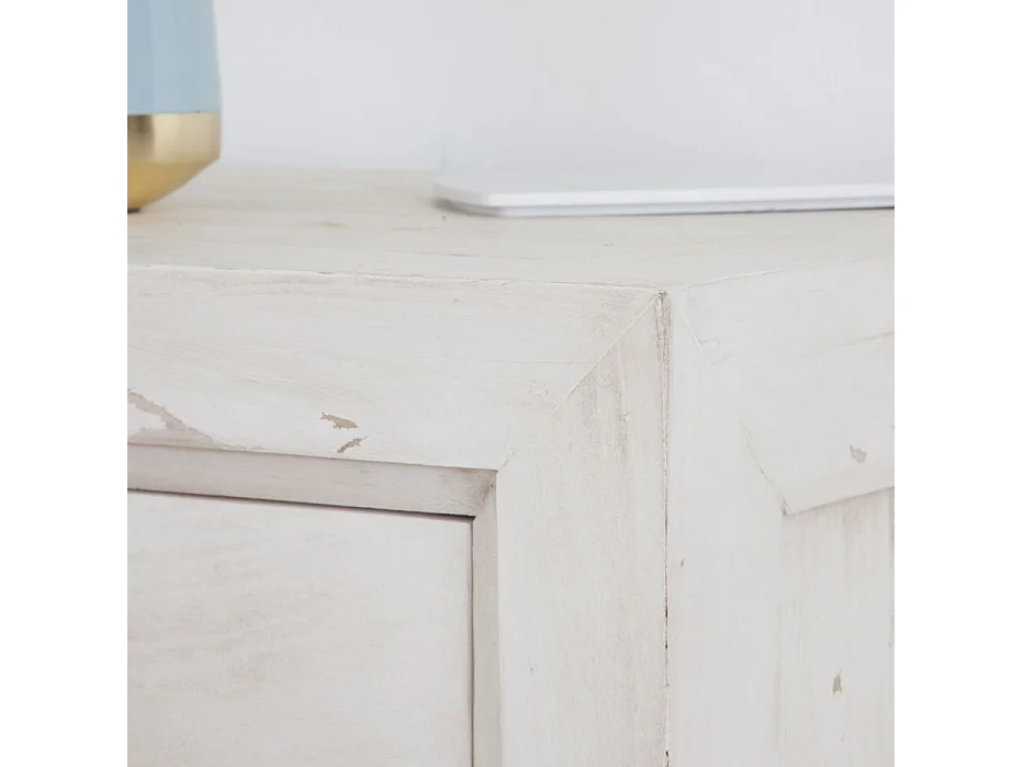 Table de chevet en bois massif blanc 50x61