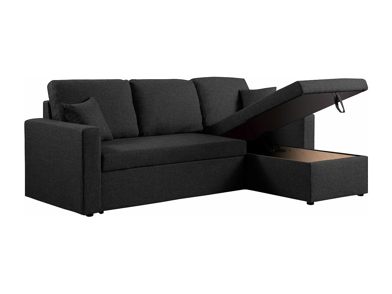 Canapé d'angle convertible/ réversible avec coffre "Alain II" - 3 places - Noir