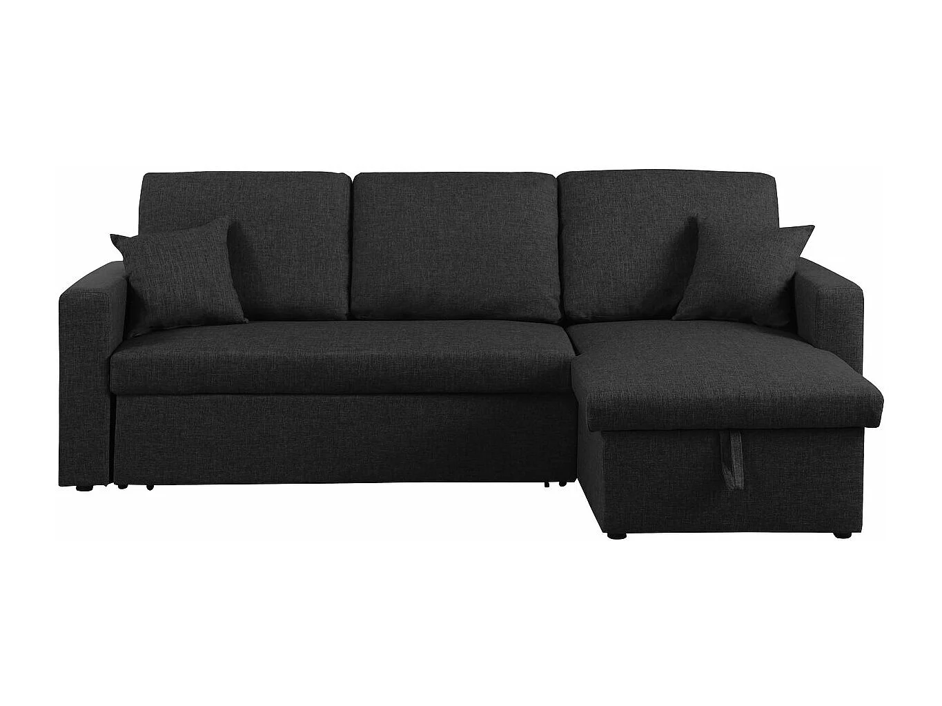 Canapé d'angle convertible/ réversible avec coffre "Alain II" - 3 places - Noir