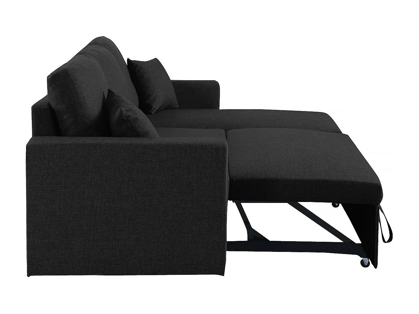 Canapé d'angle convertible/ réversible avec coffre "Alain II" - 3 places - Noir