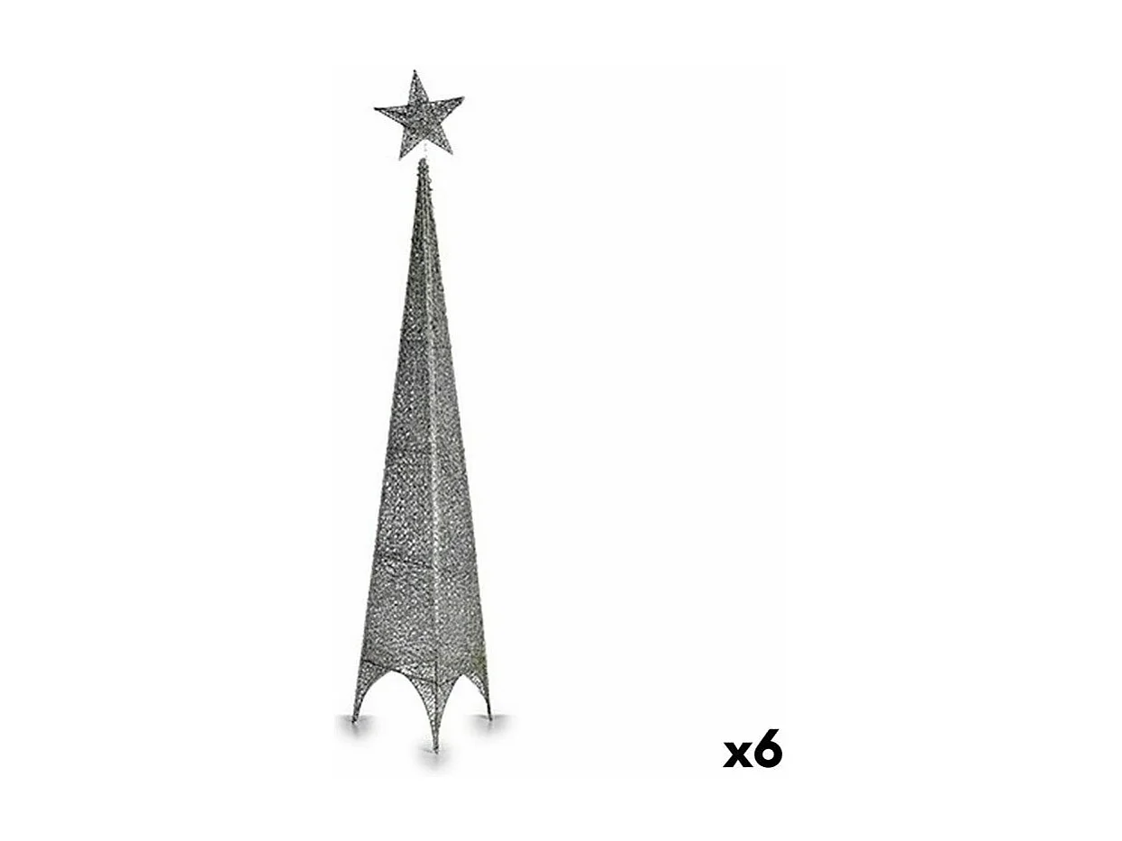 Sapin de Noël Tour Étoile Argenté Métal Plastique 28 x 127 x 28 cm (6 Unités)