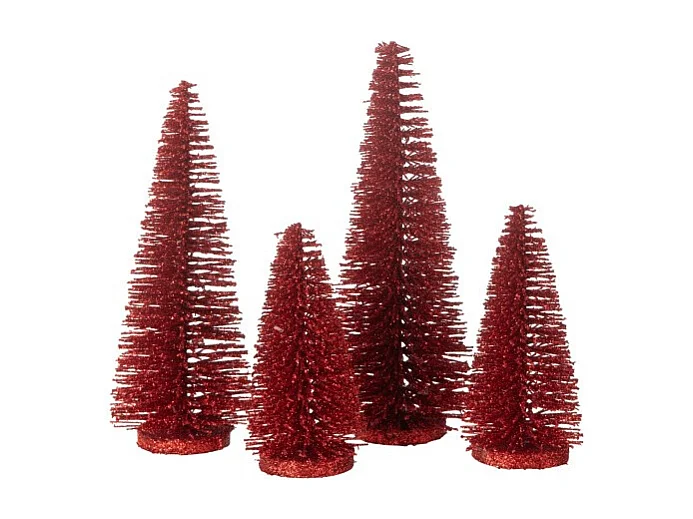 Albero di Natale artificiale in plastica rossa 10*10*15 cm