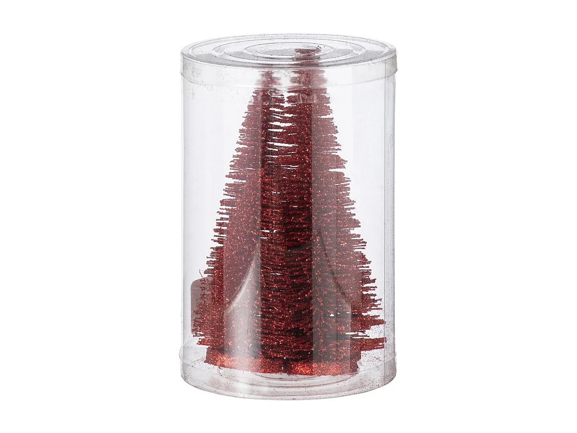 Albero di Natale artificiale in plastica rossa 10*10*15 cm