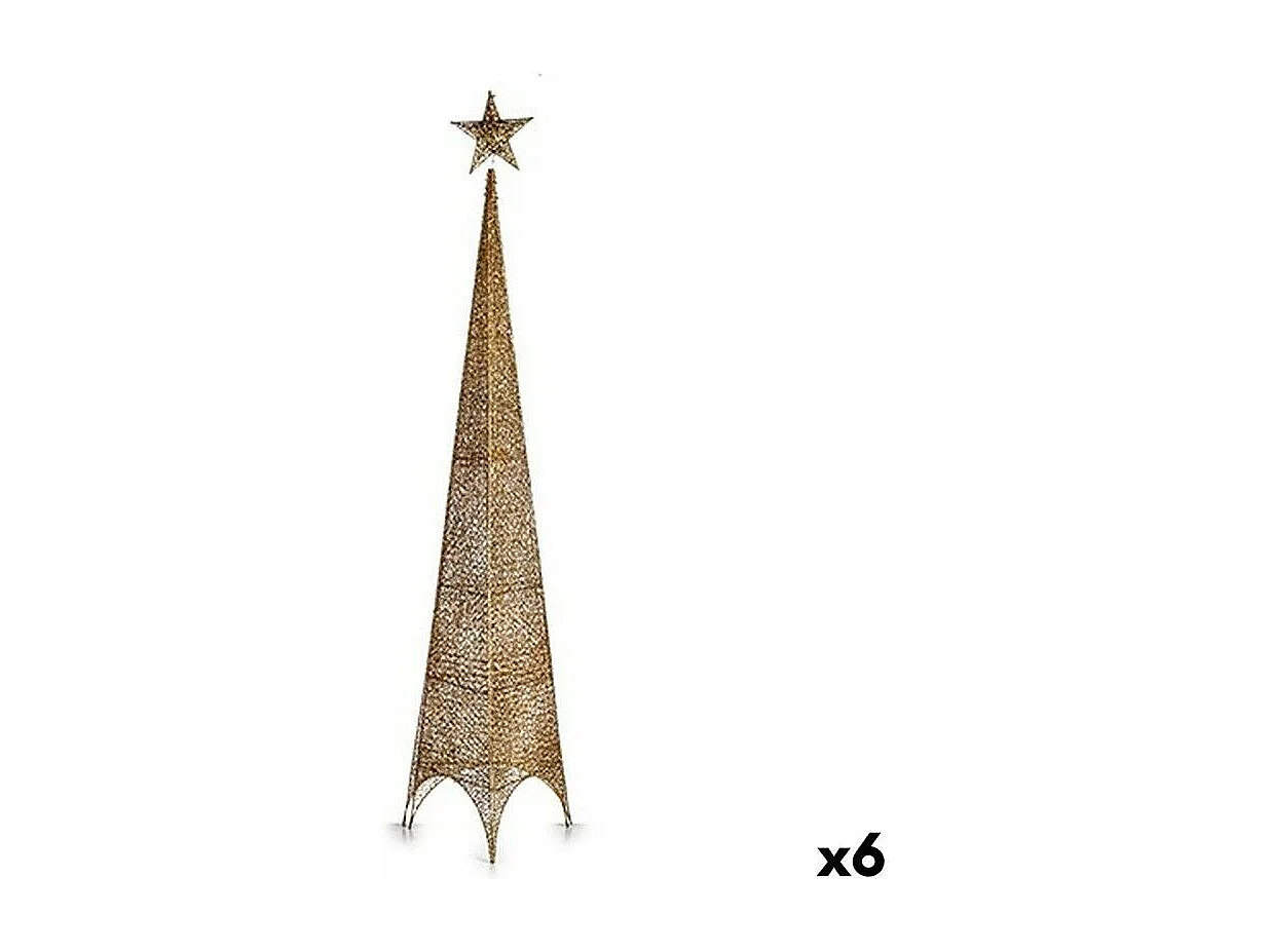 Sapin de Noël Étoile Tour Doré Métal Plastique 34 x 154 x 34 cm (6 Unités)