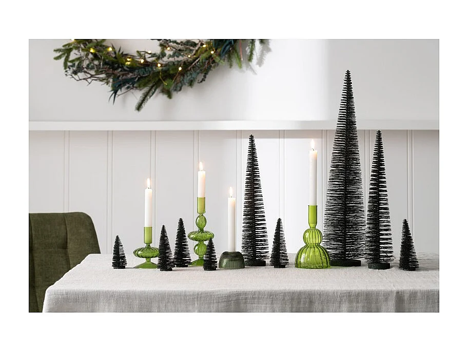Confezione di 4 alberi di Natale artificiali in plastica verde da H.9 a 15 cm