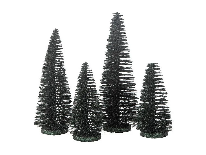 Confezione di 4 alberi di Natale artificiali in plastica verde da H.9 a 15 cm