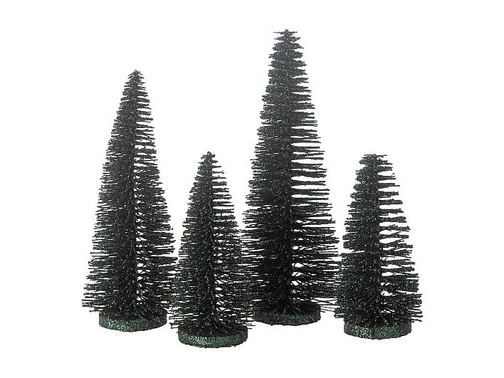Confezione di 4 alberi di Natale artificiali in plastica verde da H.9 a 15 cm