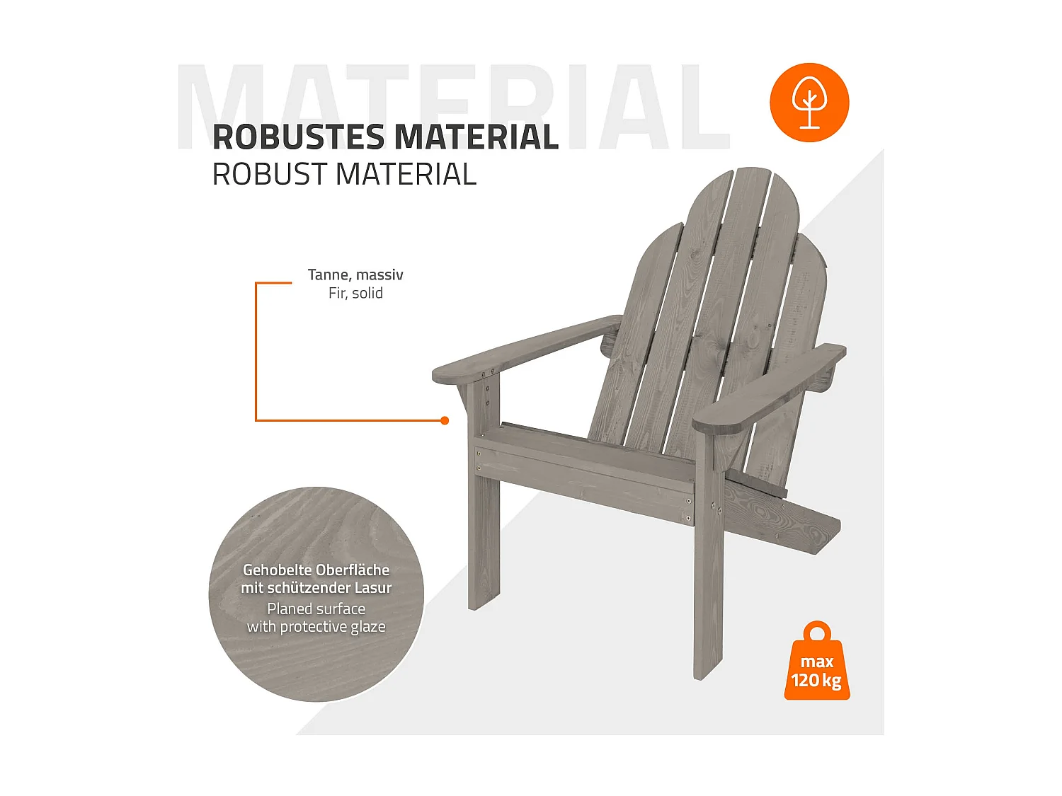 2x Sedie poltrone Adirondack da giardino terrazza legno massello di pino robusto