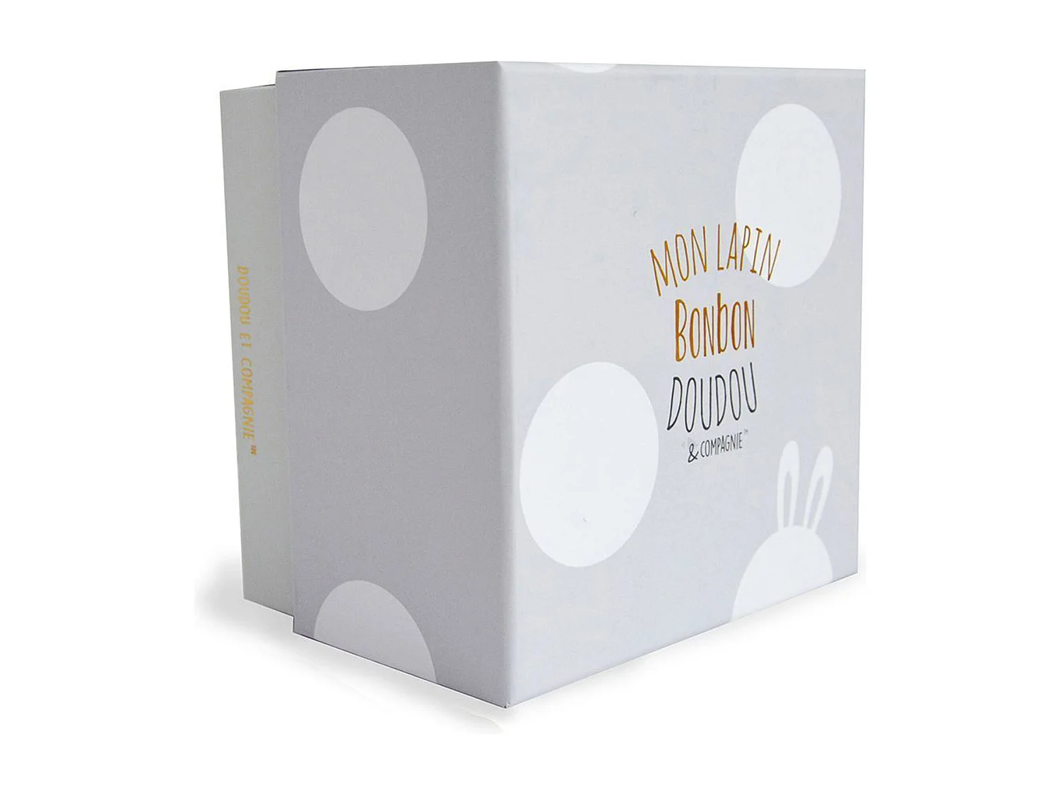 Doudou lapin 20 cm polyester collection LAPIN BONBON blanc/beige taupe