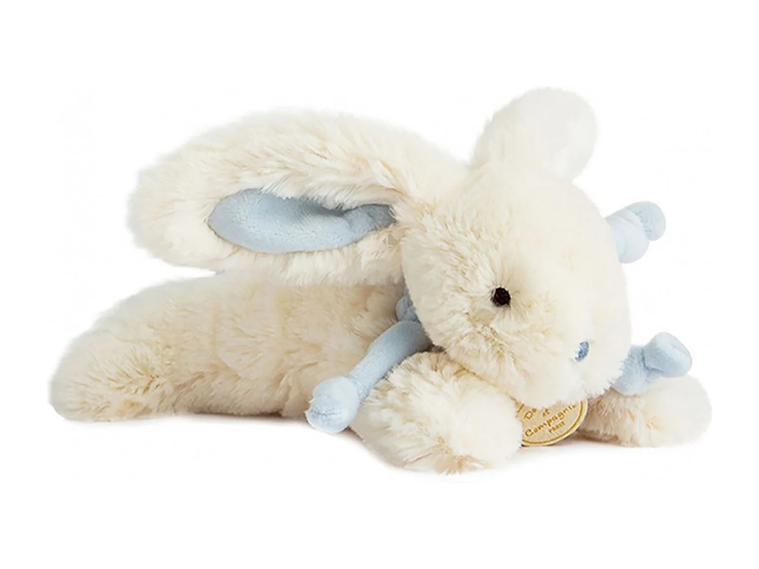Doudou lapin 20 cm polyester collection LAPIN BONBON blanc/bleu