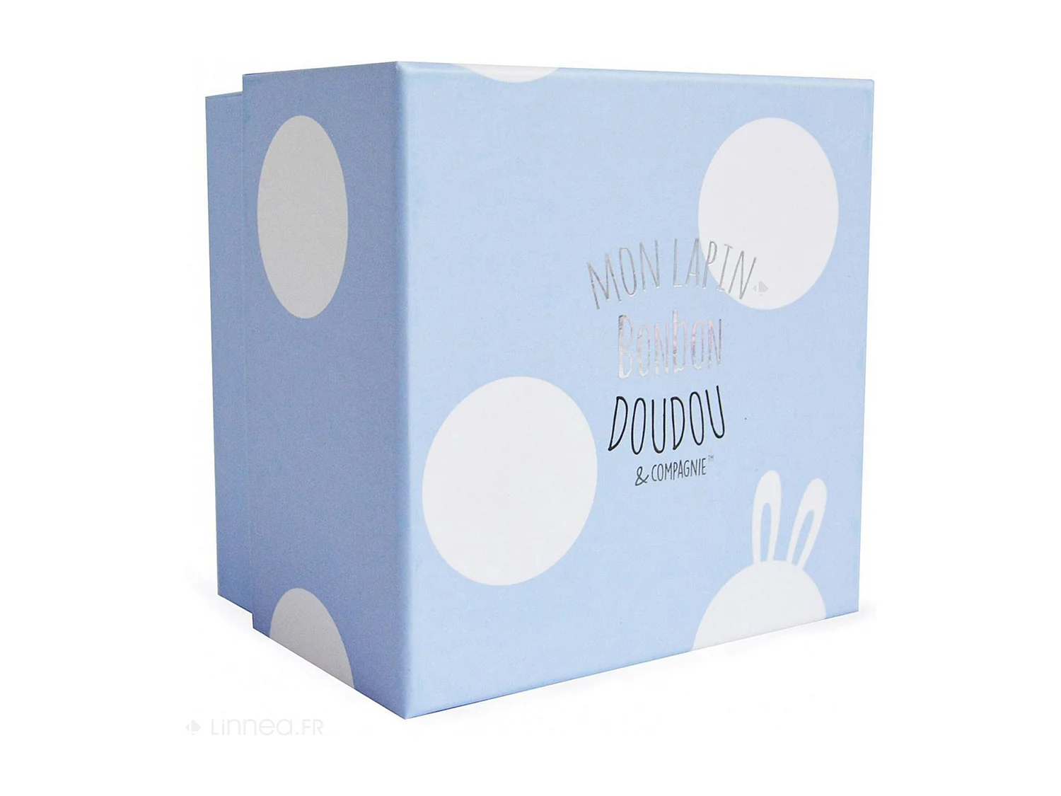 Doudou lapin 20 cm polyester collection LAPIN BONBON blanc/bleu