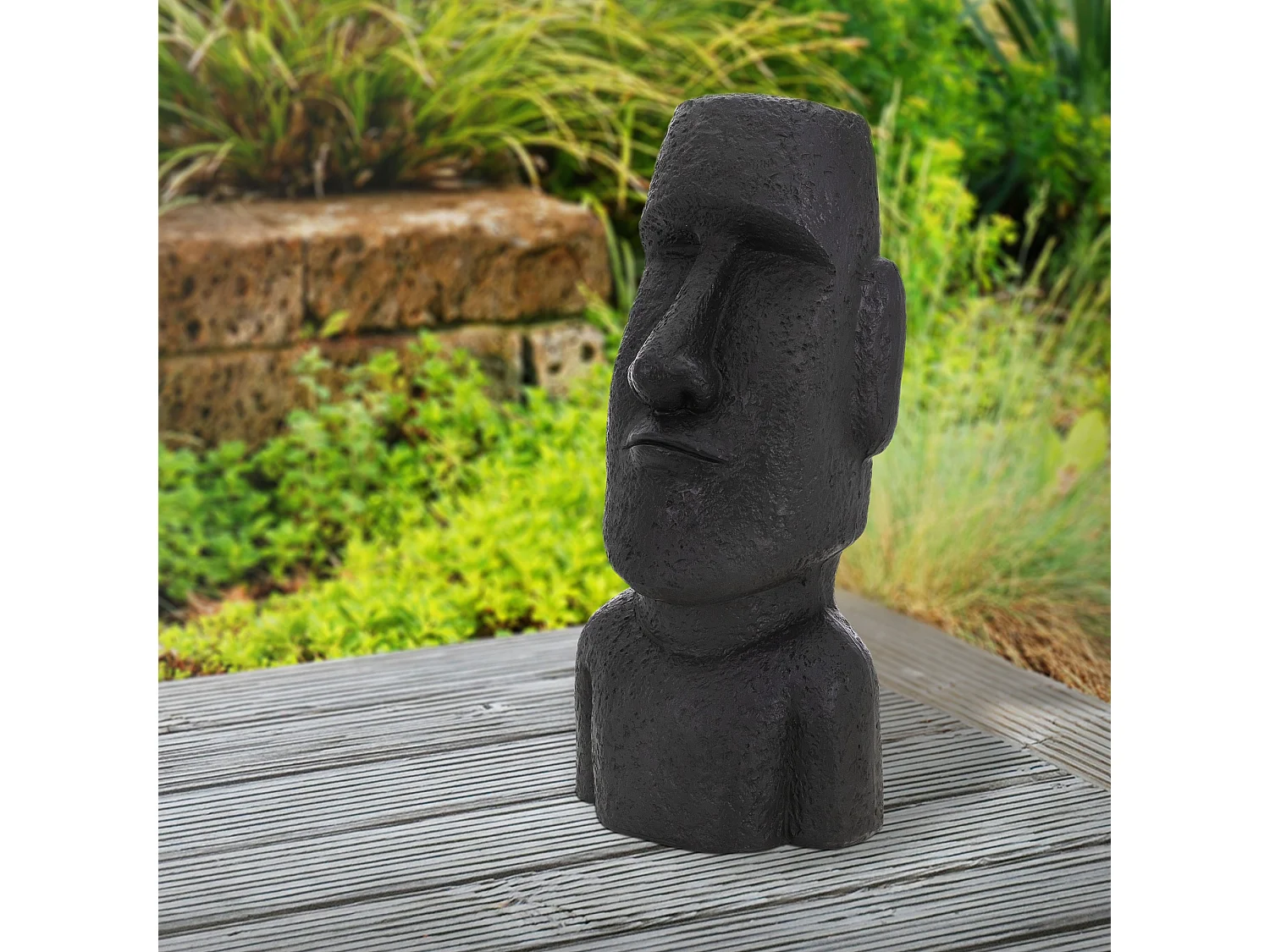 Statua Moai Rapa Nui dell'Isola di Pasqua 26,5x19x53,5 cm scultura da giardino antracite