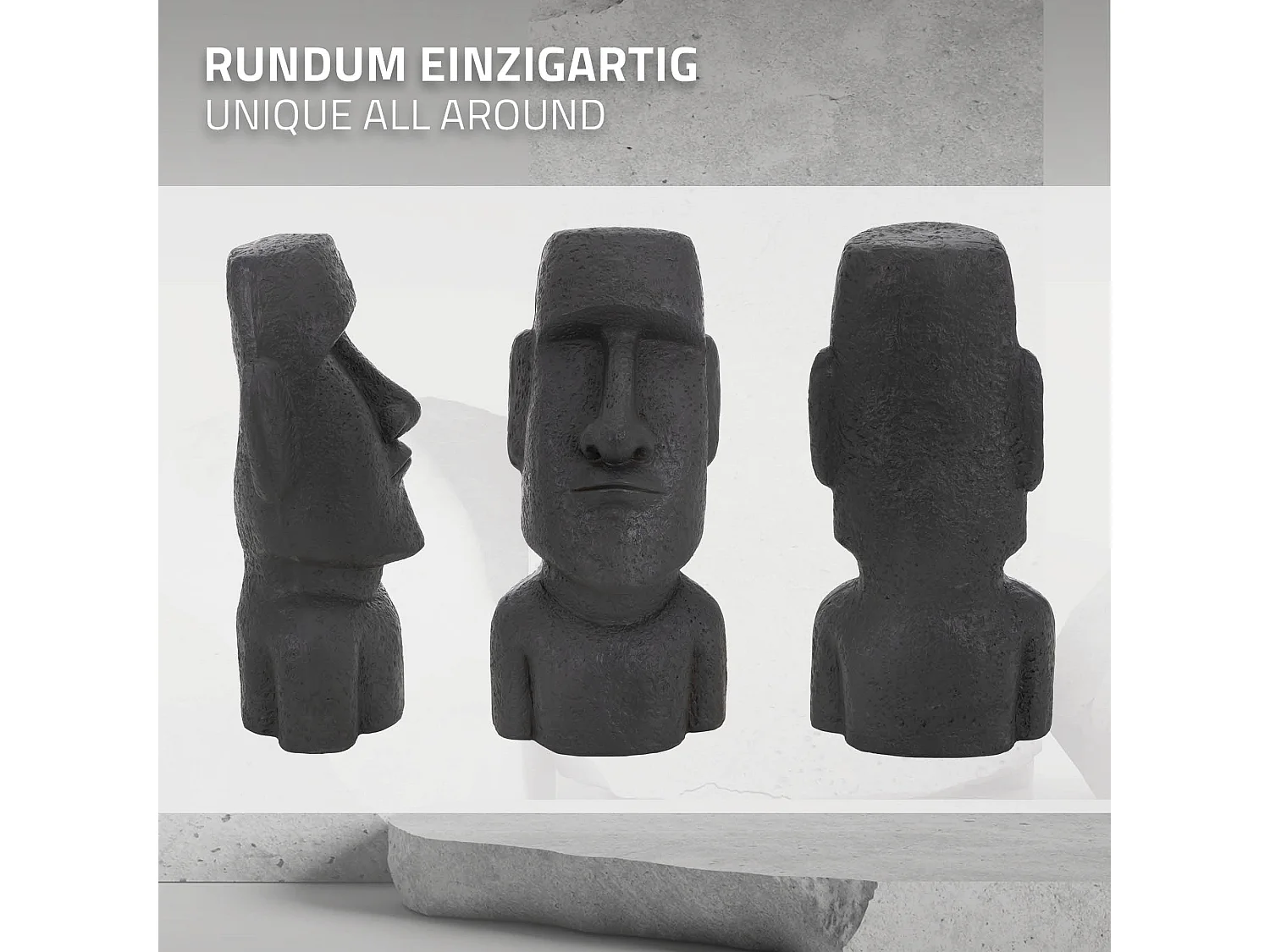 Statua Moai Rapa Nui dell'Isola di Pasqua 26,5x19x53,5 cm scultura da giardino antracite