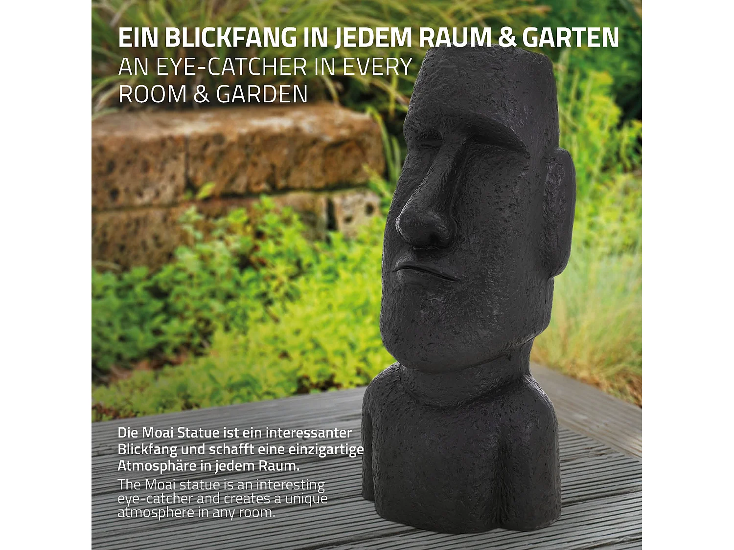 Statua Moai Rapa Nui dell'Isola di Pasqua 26,5x19x53,5 cm scultura da giardino antracite