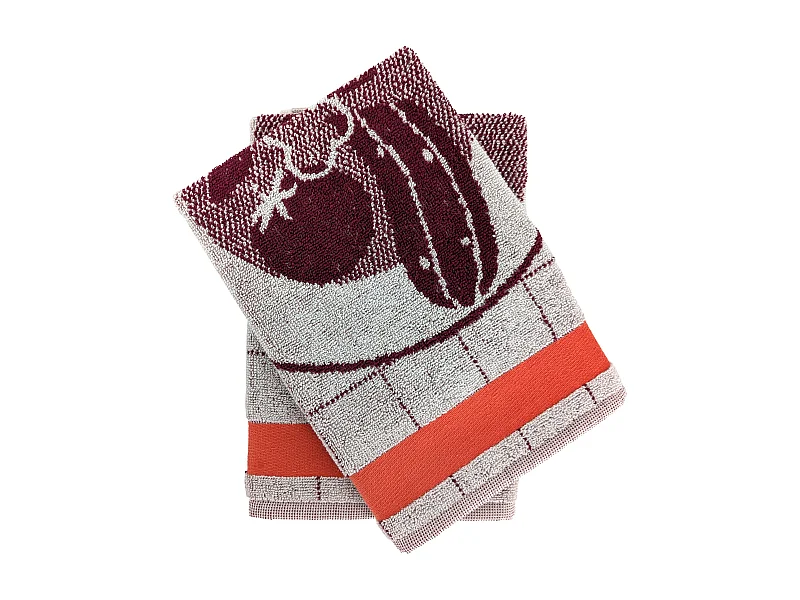 Lot de 2 torchons de cuisine 50x50 cm coton SALAD motif thème salade rose