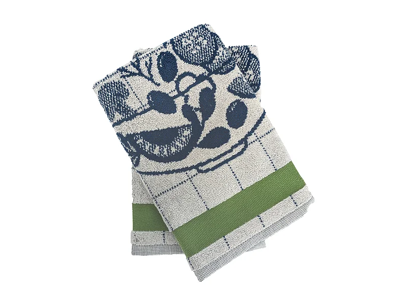 Lot de 2 torchons de cuisine 50x50 cm coton SALAD motif thème salade vert