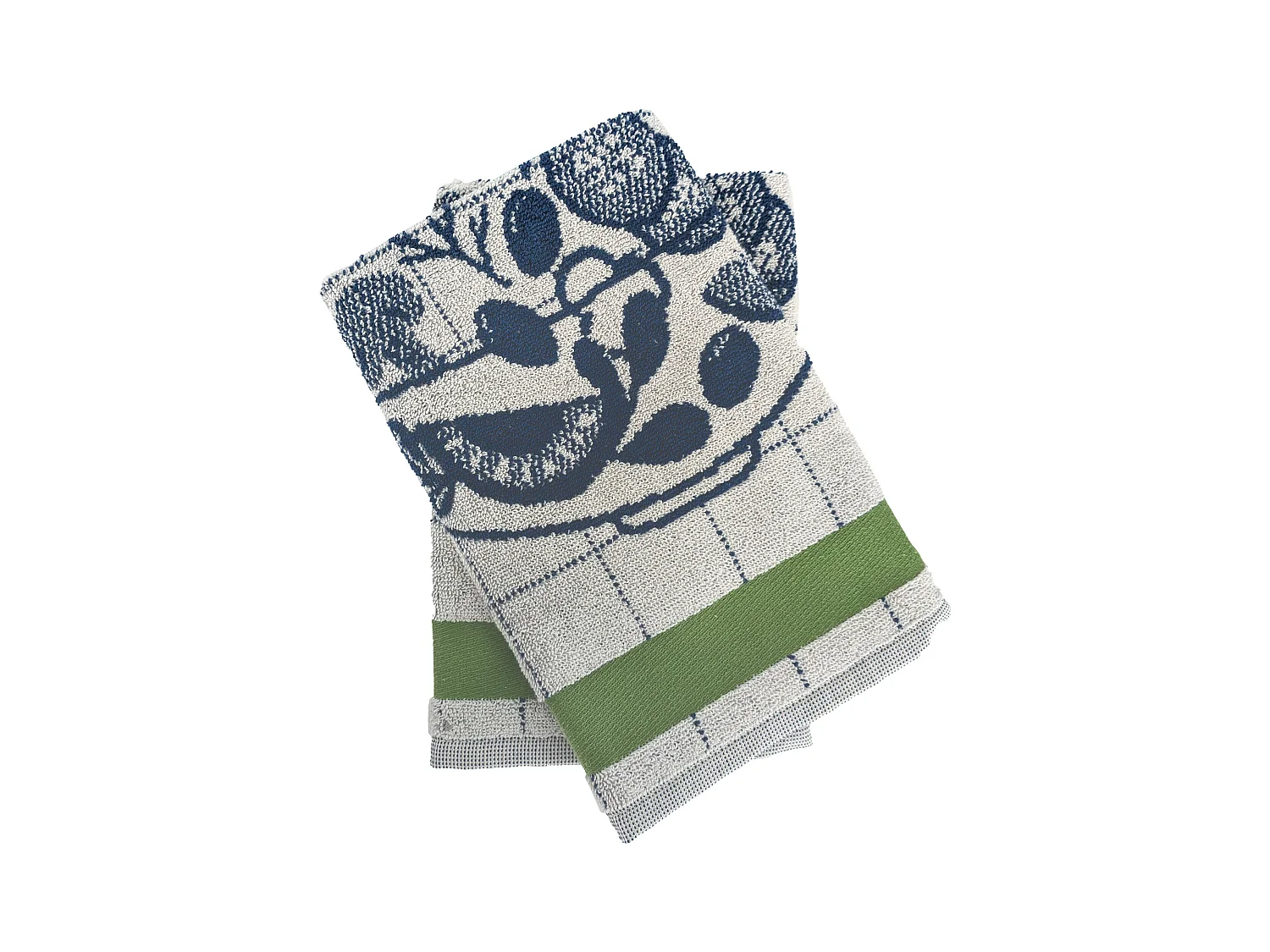 Lot de 2 torchons de cuisine 50x50 cm coton SALAD motif thème salade vert