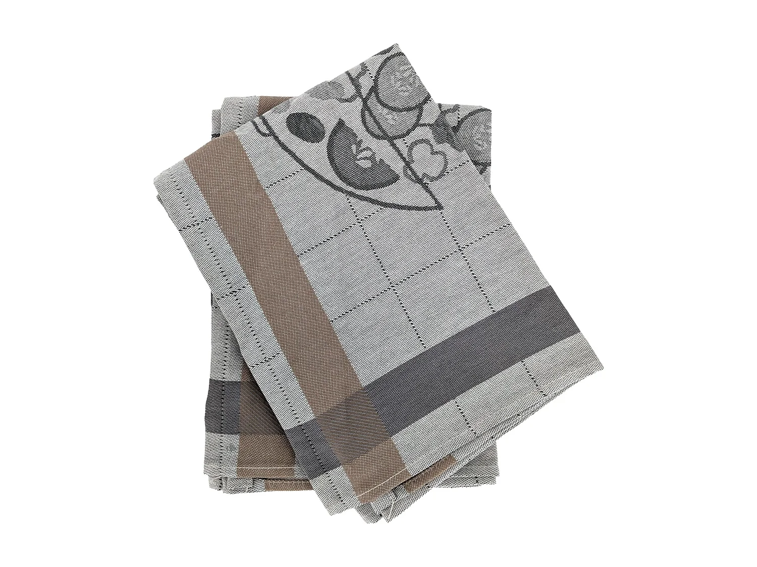 Lot de 2 torchons de cuisine 50x70 cm coton SALAD motif thème salade gris