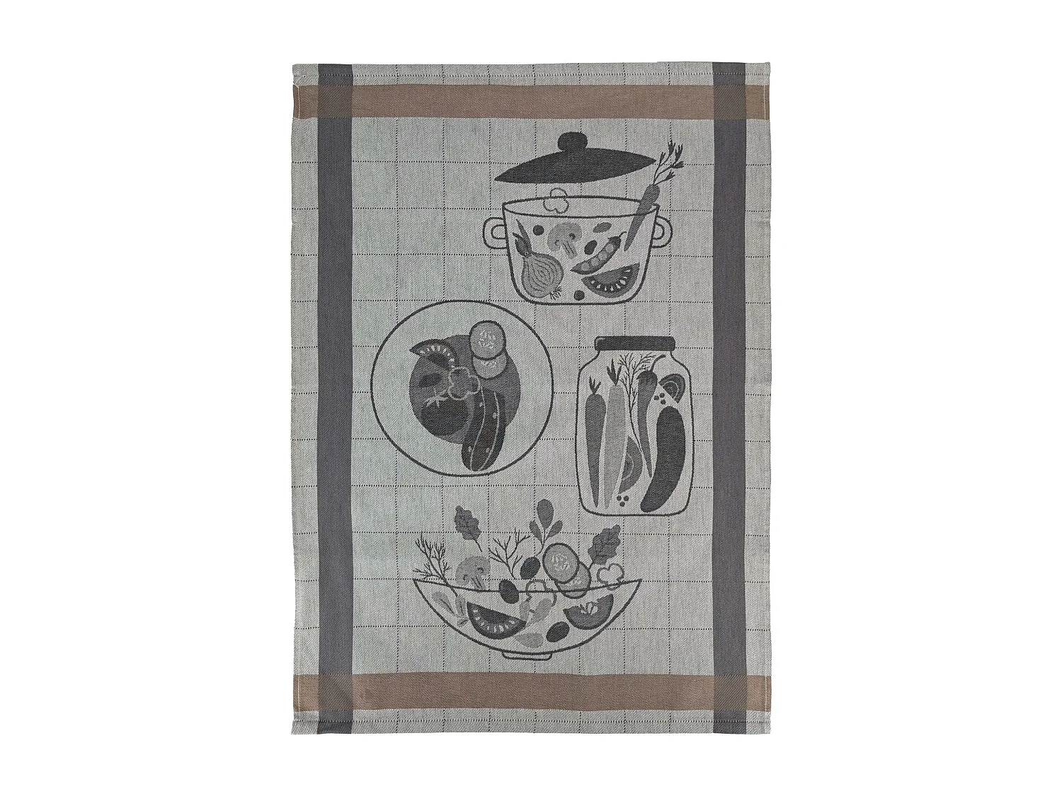 Lot de 2 torchons de cuisine 50x70 cm coton SALAD motif thème salade gris