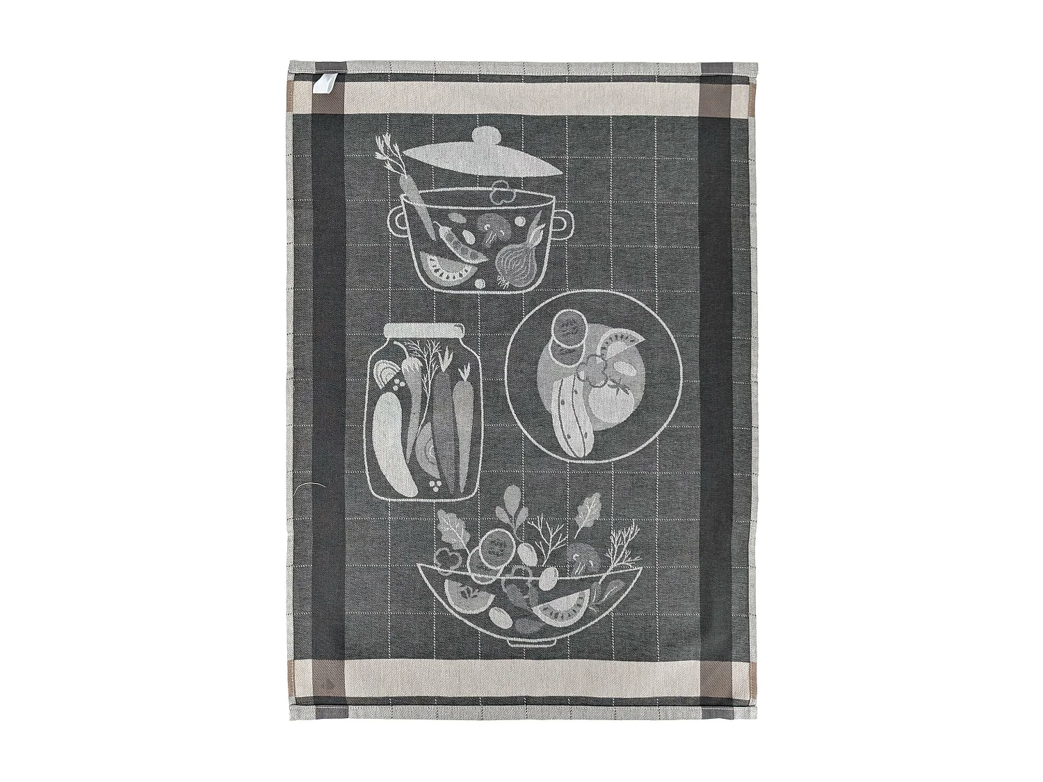 Lot de 2 torchons de cuisine 50x70 cm coton SALAD motif thème salade gris