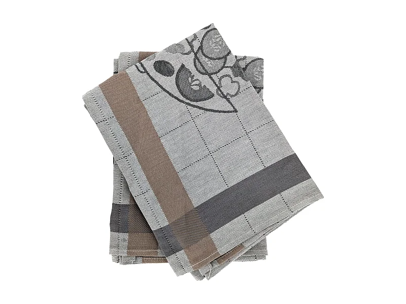 Lot de 2 torchons de cuisine 50x70 cm coton SALAD motif thème salade gris