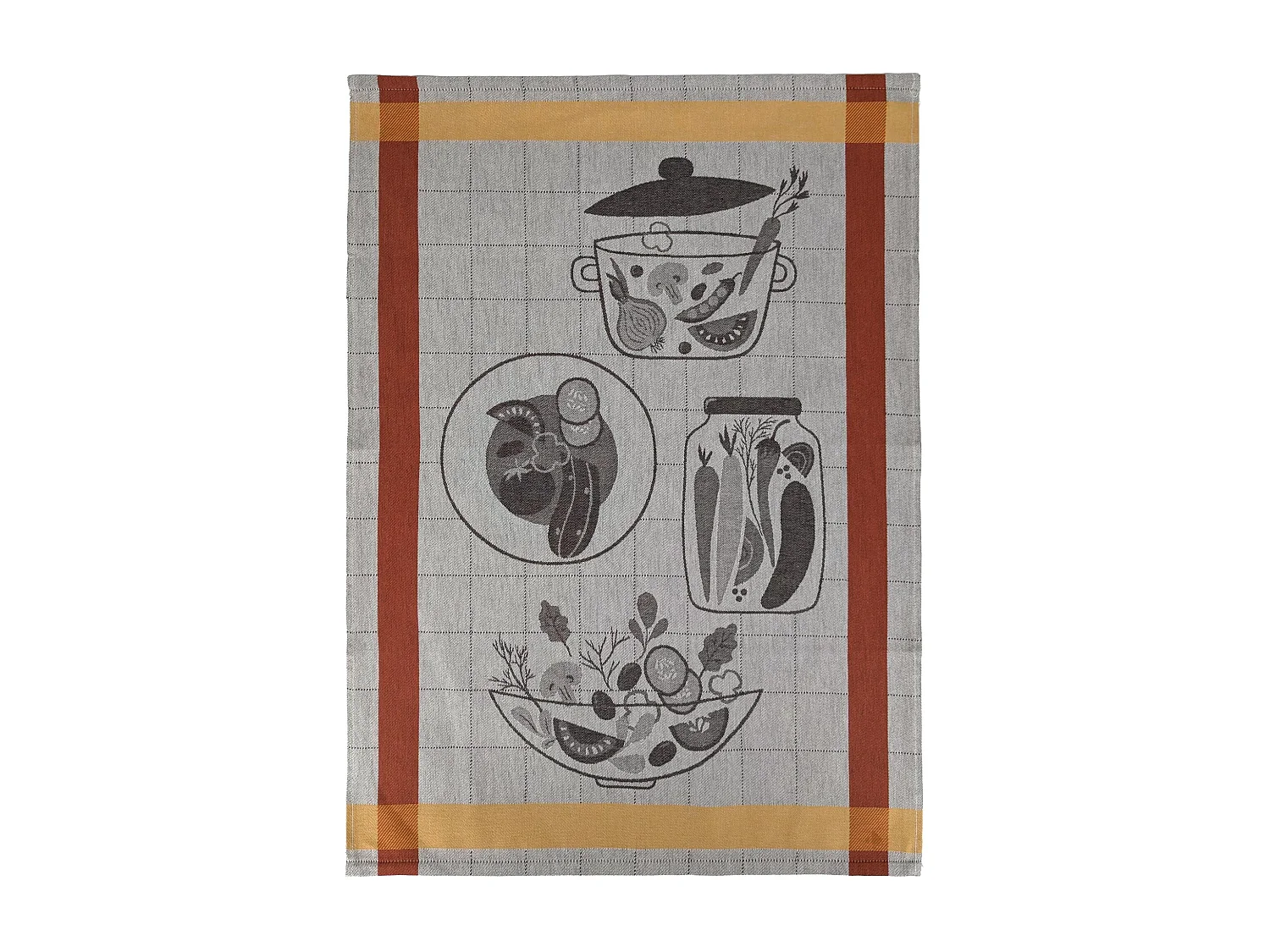 Lot de 2 torchons de cuisine 50x70 cm coton SALAD motif thème salade marron