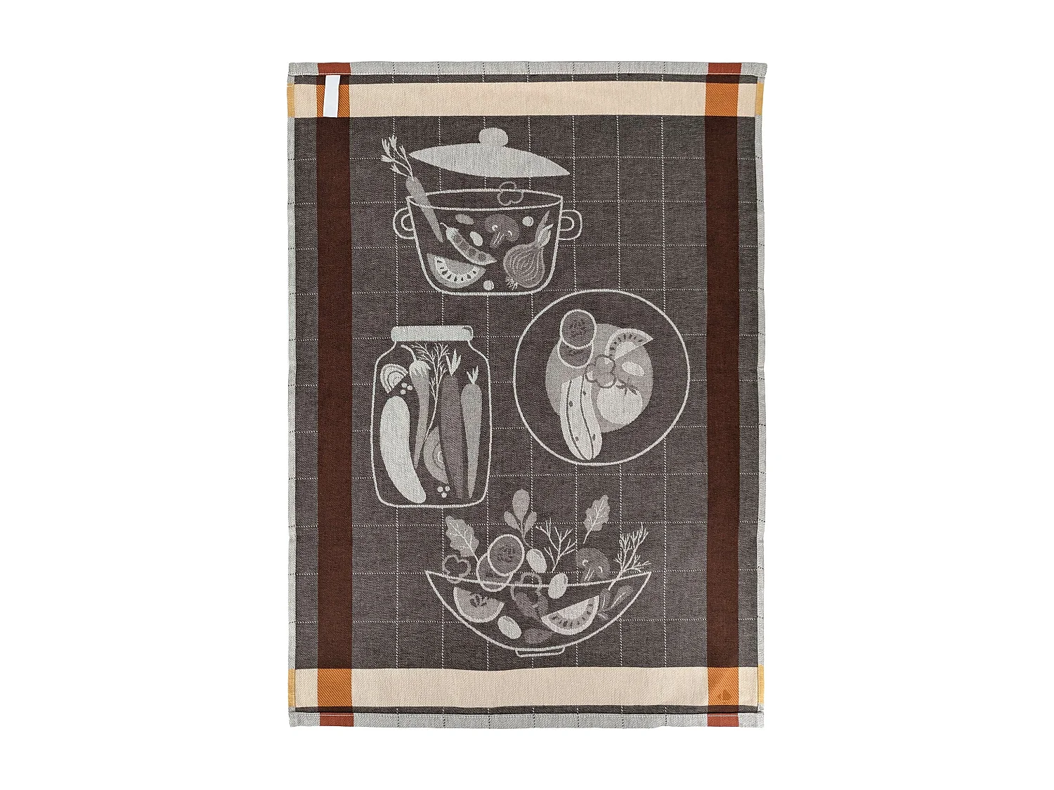 Lot de 2 torchons de cuisine 50x70 cm coton SALAD motif thème salade marron