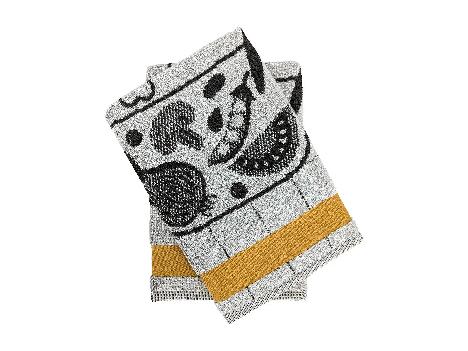 Lot de 2 torchons de cuisine 50x50 cm coton SALAD motif thème salade marron