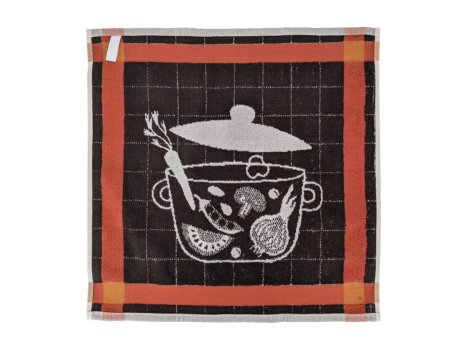 Lot de 2 torchons de cuisine 50x50 cm coton SALAD motif thème salade marron