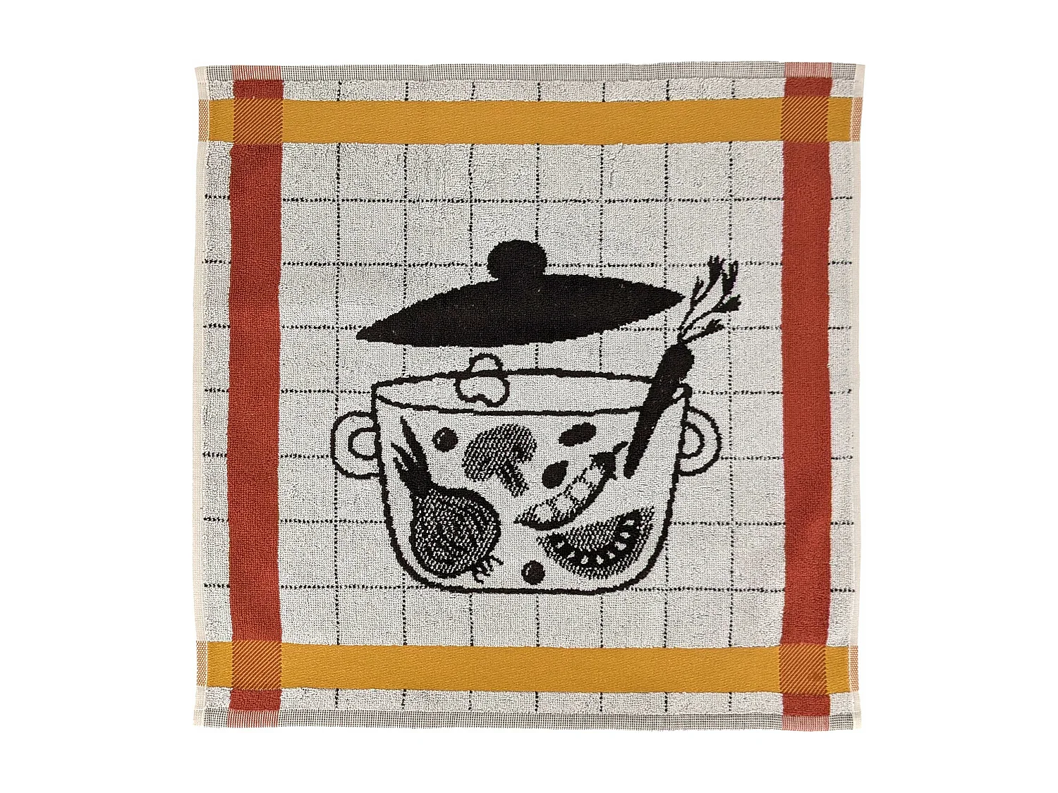 Lot de 2 torchons de cuisine 50x50 cm coton SALAD motif thème salade marron