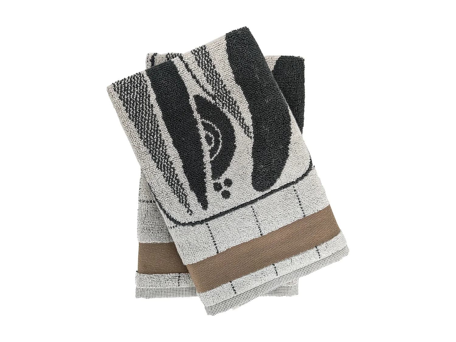 Lot de 2 torchons de cuisine 50x50 cm coton SALAD motif thème salade gris