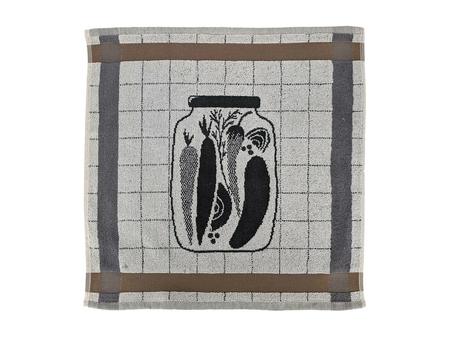 Lot de 2 torchons de cuisine 50x50 cm coton SALAD motif thème salade gris