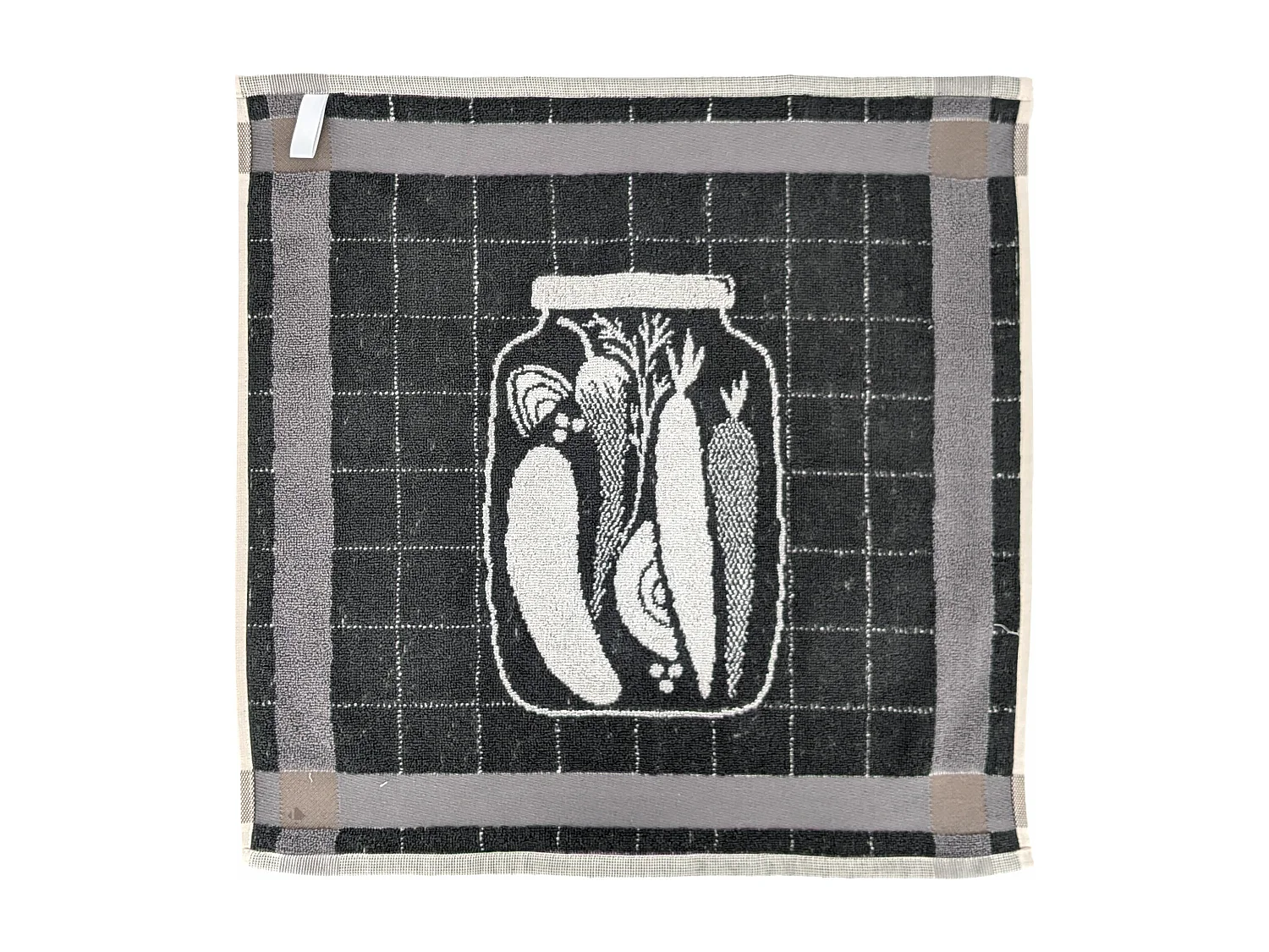 Lot de 2 torchons de cuisine 50x50 cm coton SALAD motif thème salade gris