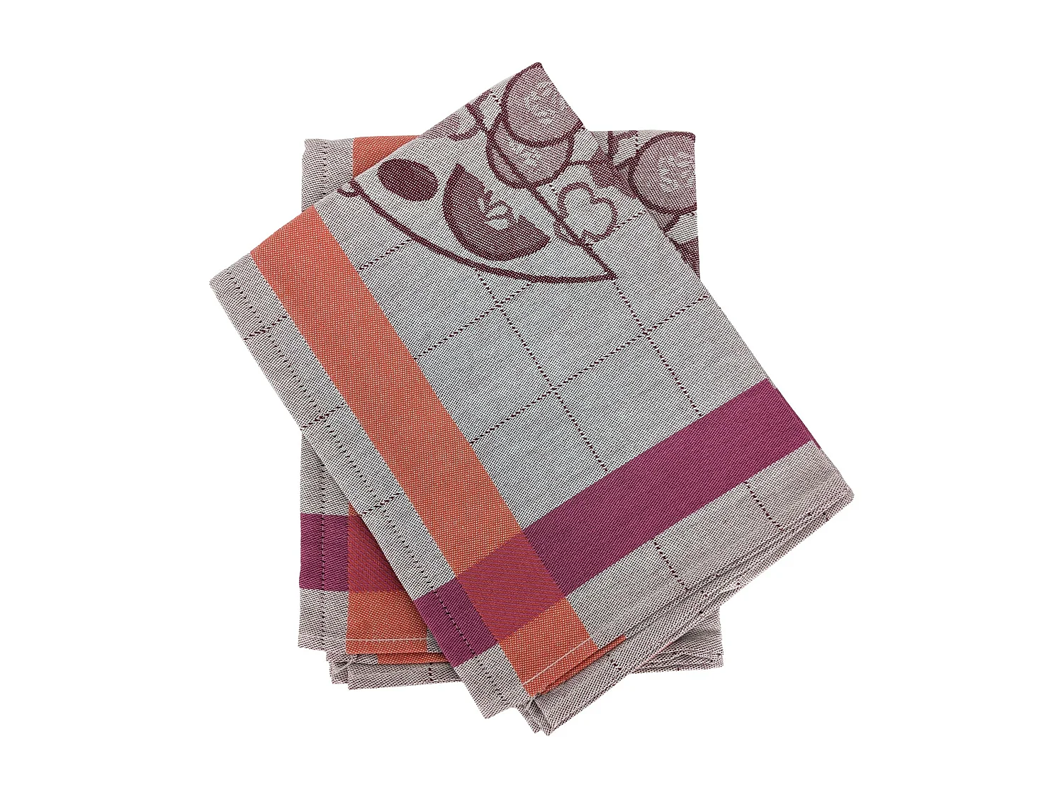 Lot de 2 torchons de cuisine 50x70 cm coton SALAD motif thème salade rose